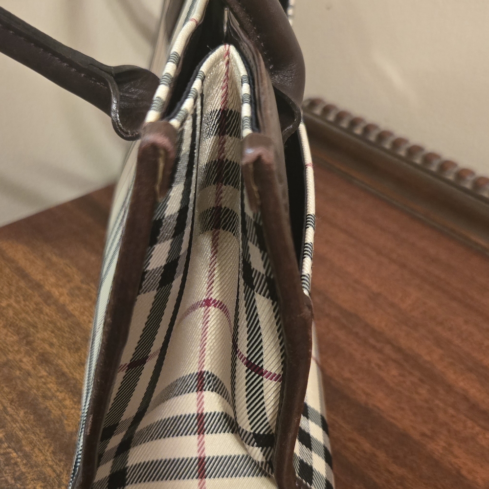 Burberry Checkered Handbag - Brown and Cream - Picture 7 of 9